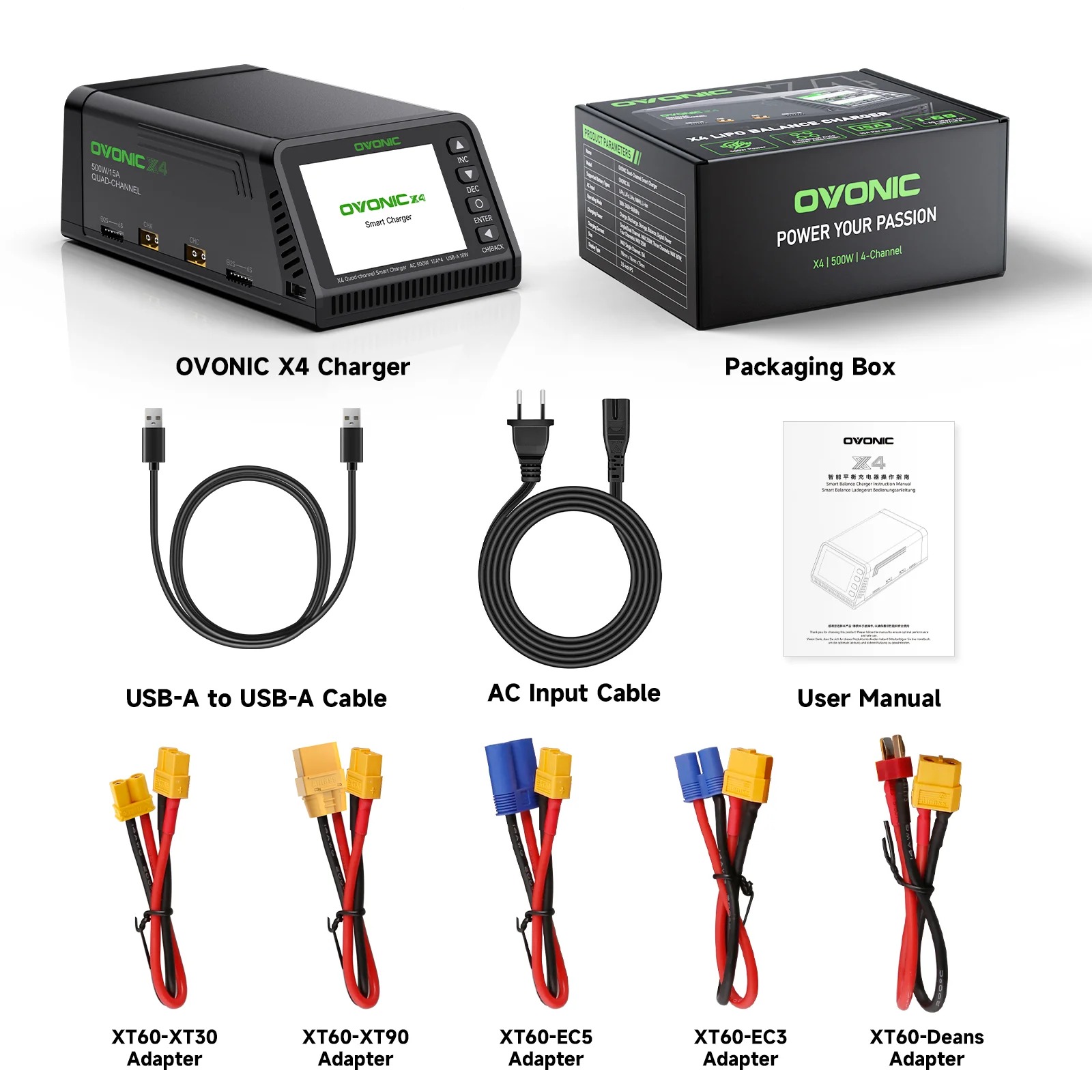 Drone Smart Rc - Ovonic X4 AC500W 4チャンネルスマートLiPoバッテリー充電器 15A/チャンネル RCカー