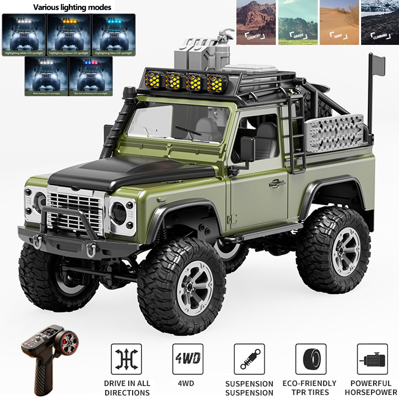 Drone Lidi Rc - KF90 1:12 4WD RCクライミングカー オフロード LEDライト付き