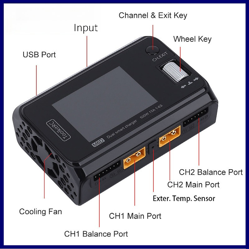 Drone Smart Rc - M6D デュアルチャンネルバランス充電器 500W 15A DC スマート充電器/放電器